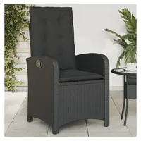 VidaXL Gartensessel Verstellbar mit Kissen Schwarz Poly Rattan