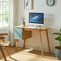 [en.casa] Schreibtisch Tysvær 75x105x48 cm Bambus/Blau