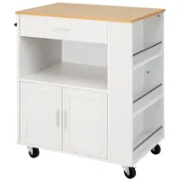 Costway Küchenwagen Auf Rollen, Ervierwagen mit Arbeitsplatte Weiß