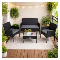Estexo Polyrattan Set 4-tlg. Schwarz