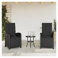 VidaXL Gartensessel mit Fußteil 2 Stk. Verstellbar Schwarz Poly