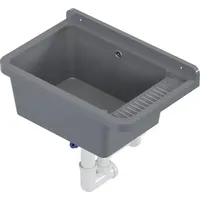 QLS Ausgussbecken 50x34 cm aus Kunststoff mit Siphon Grau