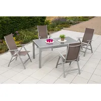 Merxx Gartenmöbel-Set Carrara 5-tlg. Taupe inkl. Ausziehtisch