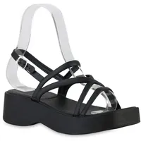 VAN HILL Damen Plateau Sandaletten in Schwarz