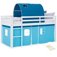 Homestyle4u Hochbett Blau, Weiß, 90x200 cm, Kinder- & Jugendzimmer,
