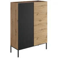 Mirjan24 Kommode, Eiche Artisan, Schwarz, Holzwerkstoff, Rechteckig, 100x140x42 cm,