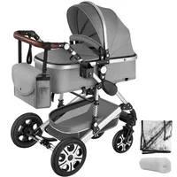 Tectake Kombi-Kinderwagen, 2 in 1, klappbar, mit 5-Punkt-Gurt, Bremse,