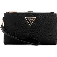 GUESS Laurel Damen Geldbörse mit doppeltem Reißverschluss, Schwarz, Einheitsgröße