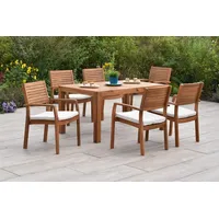 Merxxhandels Batavia Set 13tlg.,6 Stapelsess.,6 Sitzaufl.,1Tisch