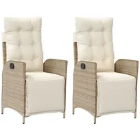 VidaXL Gartensessel mit Fußteil 2 Stk. Verstellbar Beige Poly