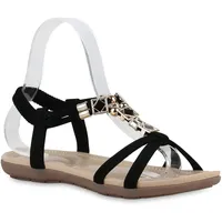 Stiefelparadies Damen Riemchensandalen in Schwarz