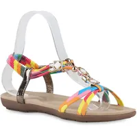 VAN HILL Damen Riemchensandalen in Blau Rosa Gelb Metallic