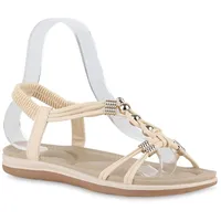 Stiefelparadies Damen Riemchensandalen in Beige