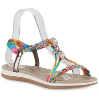 Stiefelparadies Damen Riemchensandalen in Rosa Blau Mehrfarbig Metallic