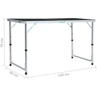 VidaXL Campingtisch Klappbar Grau Aluminium 120x60 cm