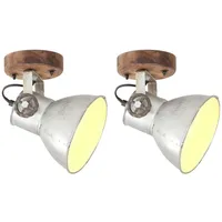 VidaXL Wand-/Deckenlampen Industriestil 2 Stk. Silbern 20x25 cm E27