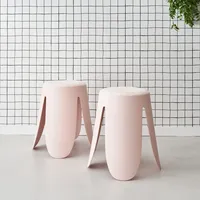 Sweeek 2er Set stapelbare Hocker, strukturierter Bouclébezug