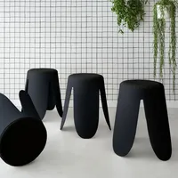 Sweeek 4er Set stapelbare Hocker, strukturierter Bouclébezug