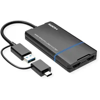 Value USB Typ A+C auf 2x HDMI 15,0 cm