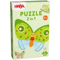 HABA 2010075001 - Puzzle 2in1, Schmetterling, 2-seitiges Holzpuzzle, 20