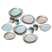 ARTE VIVA Naturlook Kombiservice 16-tlg. dreieckig beige/türkis