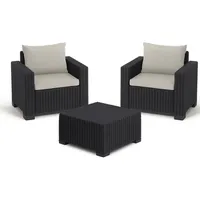 ALLIBERT California Lounge Set 3-teilig – Anthrazit Sessel mit