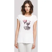 F4NT4STIC T-Shirt Skelett hält Herzballon hellpink | schwarz /