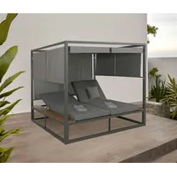 Mendler Aluminium Lounge-Gartenliege HWC-M63b, XL Sonnenliege Bali-Liege Daybed, 10cm-Polster