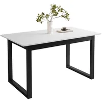 Lukmebel ARTON II ausziehbarer Tisch 140 cm Weiß, Schwarzmetall
