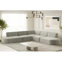 Fun Möbel Ecksofa Designersofa PALMA Stoff Noel Hellgrau Seite