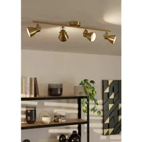 EGLO Spotleuchte Seras 4-flammig GU10 Messing-Gold gebürstet 3 W