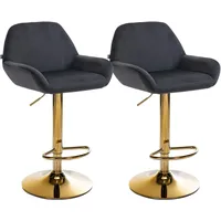 CLP 2er Set Barhocker Braga Gold Samt schwarz