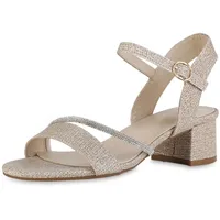 VAN HILL Damen Riemchensandaletten in Gold
