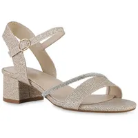 Primis gmbh VAN HILL Damen Riemchensandaletten Sandaletten Glitzer Strass