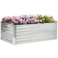 Outsunny Hochbeet aus Stahl, Pflanzbeet Frühbeet Gartenbeet Blumenkasten steckbar,