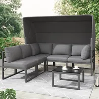 Merax Gartenlounge-Set für 5 Personen mit Eisenrahmen, 4-tlg. Gartenmöbel