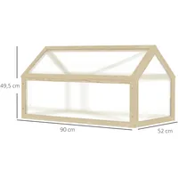 Outsunny Frühbeet Natur, Holz, 52x49.5x90 cm, Gartenzubehör, Hochbeete