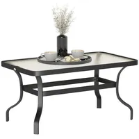 Outsunny Beistelltisch Hartglas Kaffeetisch Couchtisch mit Wellendesign, Abgerundete Ecke