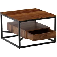 FineBuy Couchtisch FineBuy Braun Sheesham 60 x 60 x