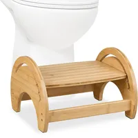 Relaxdays Toilettenhocker, verstellbar, Stuhlgang Unterstützung, WC Hocker Erwachsene, Bambus,