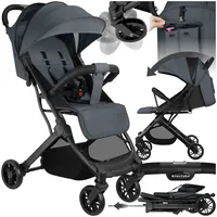 Tectake tectake® Buggy-Kinderwagen, Einhand-Klappmechanismus, mit 5-Punkt-Gurt, Feststellbremse, Schutzbügel, pulverbeschichtetes