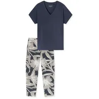 SCHIESSER Damen Schlafanzug 7/8 Hose Kurzarm-Selected Premium Pyjamaset, Graphit_182540,