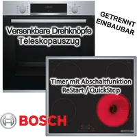 Bosch Herdset BOSCH Backofen Teleskopauszug 3D-Heißluft + Cerankochfeld Kindersicherung