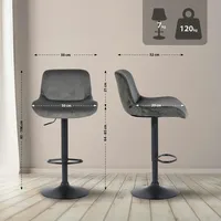 CLP Barhocker Solon Schwarz dunkelgrau/Samt