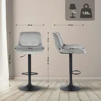 CLP Barhocker Solon Schwarz grau/Samt