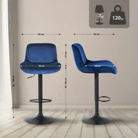 CLP Barhocker Solon Schwarz blau/Samt