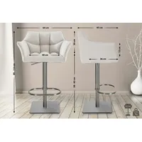 CLP 2er Set Barhocker Damaso Stoff edelstahl/weiß