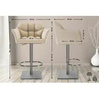 CLP 2er Set Barhocker Damaso Stoff edelstahl/creme