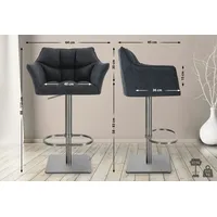 CLP 2er Set Barhocker Damaso Stoff edelstahl/dunkelgrau