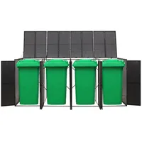 VidaXL Mülltonnenbox für 4 Tonnen Schwarz 274x80x117 cm Poly